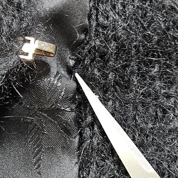 Handmade Cardigan Womens L Black Wool Blend Embellished Lined LS Whimsigoth Art - Picture 10 of 16